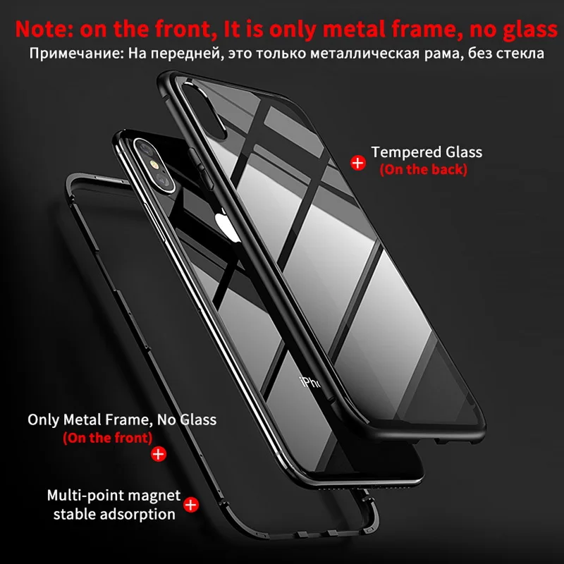 Metal Magnetic Case For iPhone 11 Pro Max X XR XS MAX 8 7 6 6S Plus 360 Tempered Glass Phone Case For iPhone X XR XS 11 Pro MAX