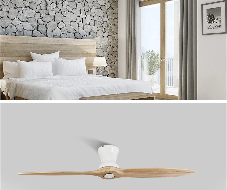 60 Inch Village Wooden Ceiling Fan With Light 2 Blade DC Motor Wood Ceiling Fans Without Light Decorative Ceiling Light Fan Lamp