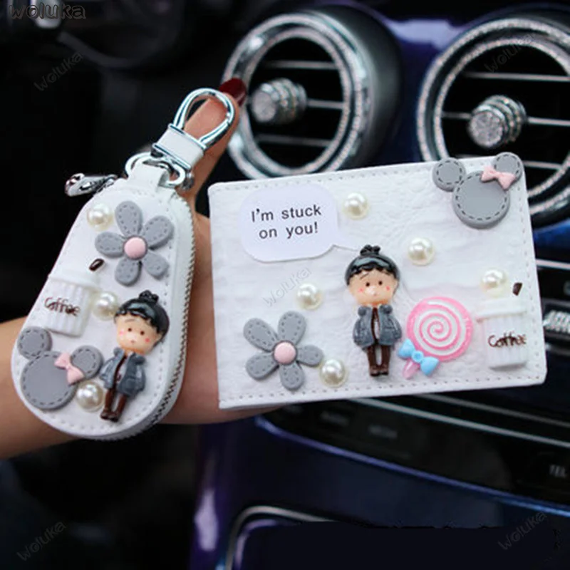 

Car supplies cartoon car key bag set universal driver's license card wallet with different colors CD50 Q04