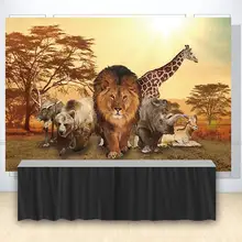 Дикие один день рождения фон Африканский лес джунгли сафари животные фон торт стол баннеры сцена сеттер украшения стены