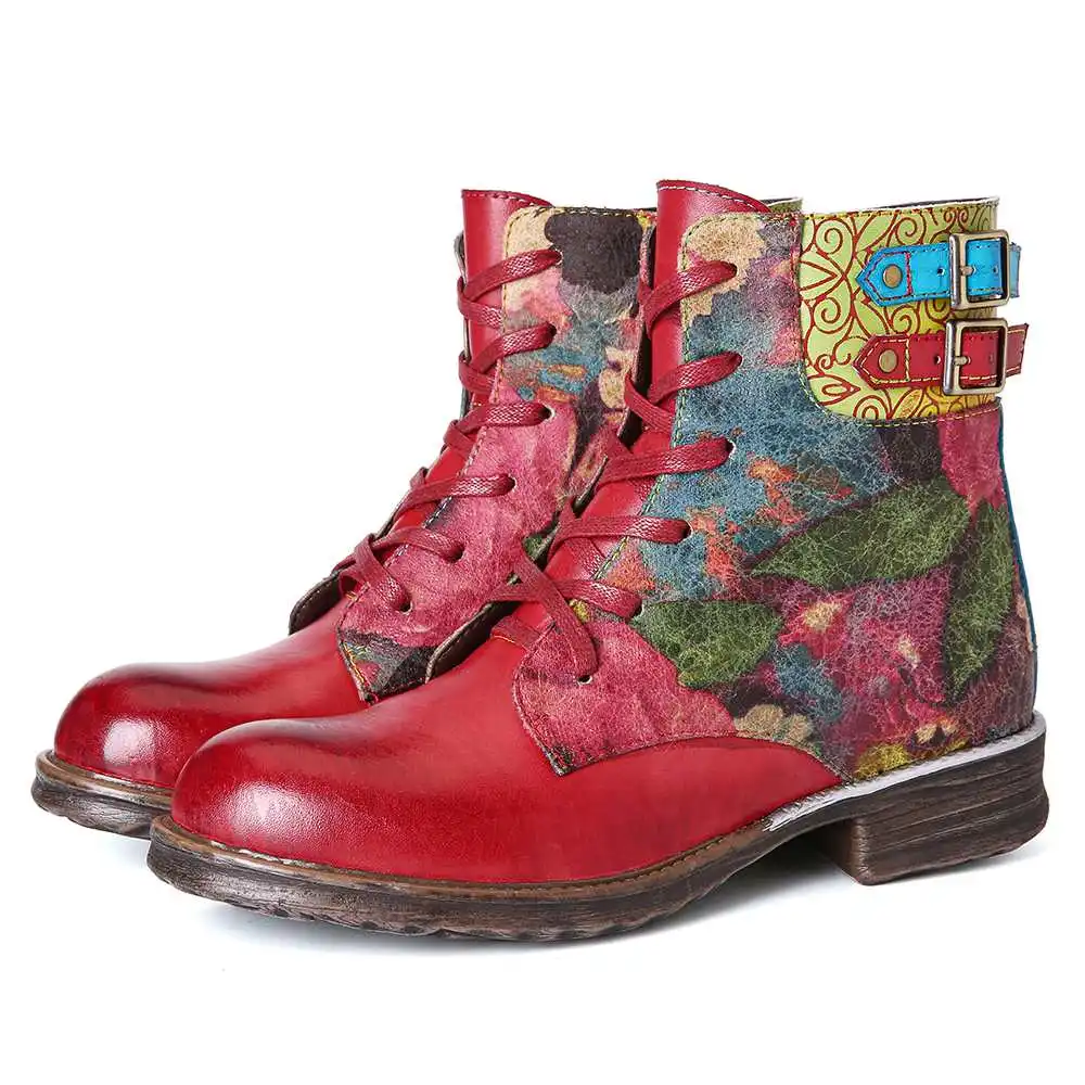 SOCOFY/botas mujer; женские ботинки из натуральной кожи на молнии со шнуровкой; женская обувь; Сезон Зима; коллекция года