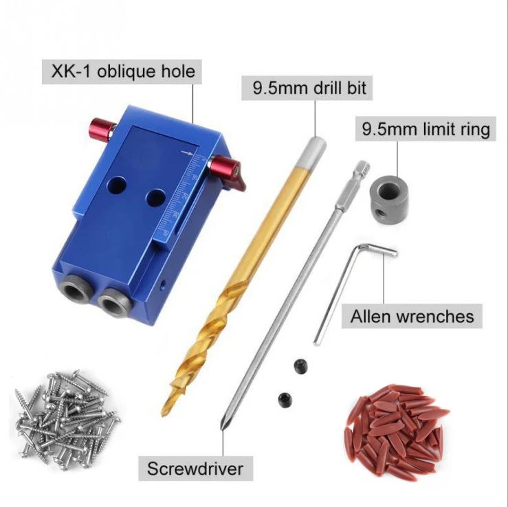 Mini Style Pocket Hole Jig Kit System For Wood Working & Joinery + Step Drill Bit & Accessories