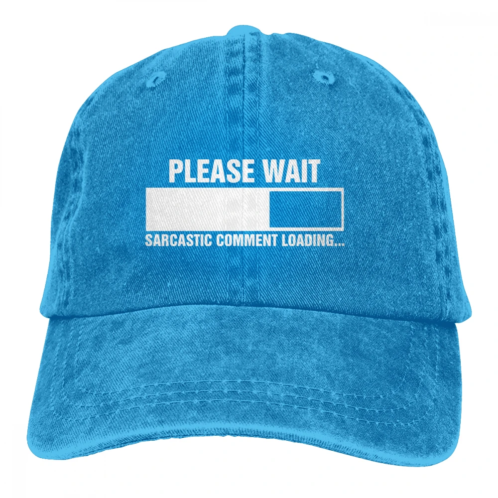 Саркастический комментарий загрузки, пожалуйста, подождите Casquette темно-синий унисекс Мужские Женские джинсовые бейсболка с ремешком кепки Регулируемый Гольф папа шляпа