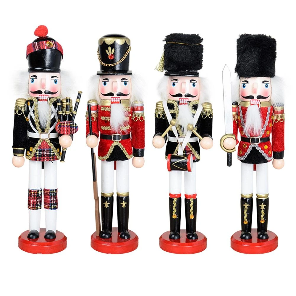 Reinly 1PC Wooden Nutcracker Doll Soldier Miniature Figurines Vintage Handcraft Puppet New Year Christmas Ornaments Home Decor