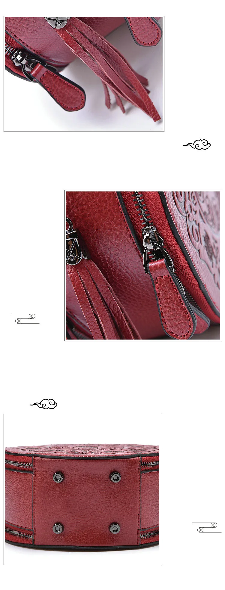 QIAOBAO Ретро стиль тисненые круглые сумки высокого класса воловья кожа плечо диагональ крест сумка женские Цилиндрические сумки