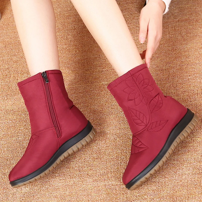 Женская обувь; botas de invierno zapatos de mujer Mama plantilla botas de nieve de piel de alta calidad botines de Mujer Zapatos impermeab