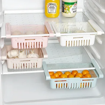 

Adjustable Stretchable Refrigerator Organizer Drawer Basket Refrigerator Pull-out Drawers Fresh Spacer Layer Storage Rack