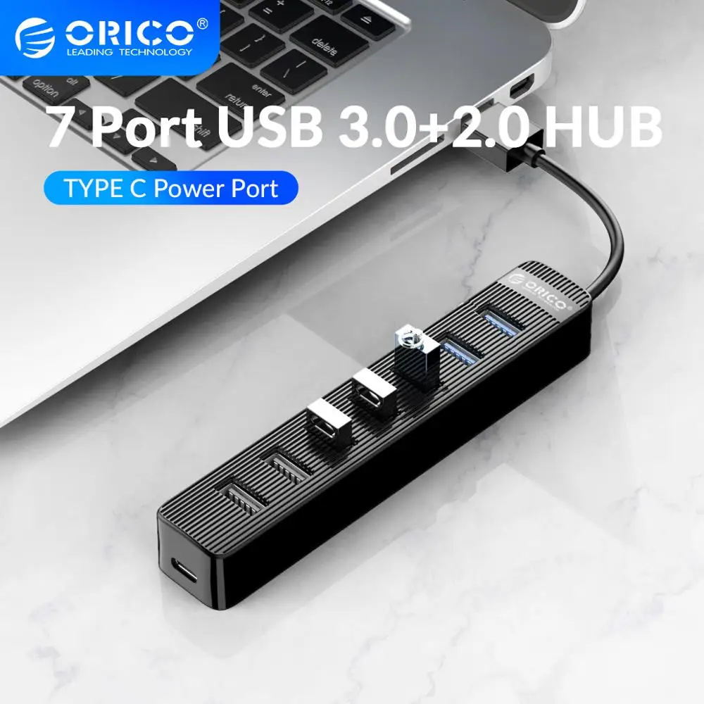 

ORICO USB 3 0 + 2.0 HUB With Type C Power Port High Speed 7 Ports USB3.0 2.0 SD TF Splitter Adapter For PC Computer Accessories