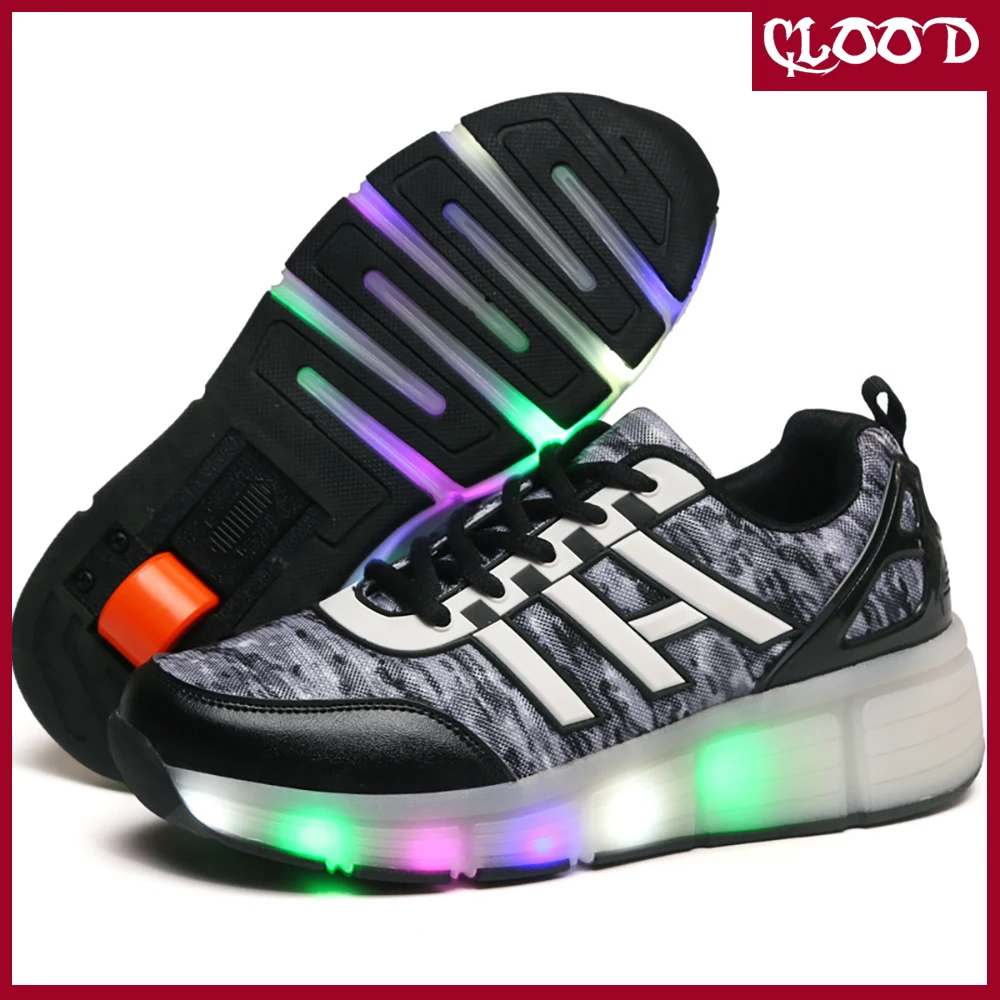 

CLOOD 2020 sneakers rollers Children's Casual Sports shoes led luminous Dual-purpose invisible USB charging sneakers with roller