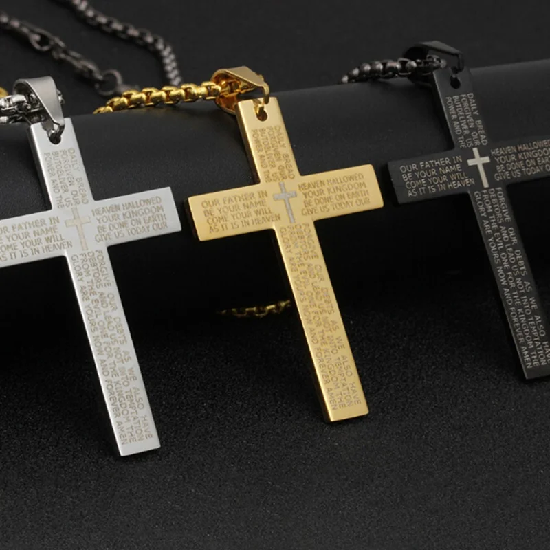 

Hot Fashion Stainless Steel Pendant Christian Bible Prayer Cross Pendant Men Necklace Charming Gifts Jewelry 2019