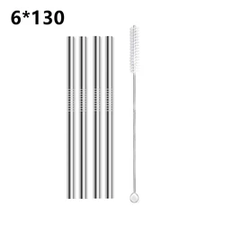 Set of 4 Eco-Friendly Short Stainless Steel Drinking Straws (6x130mm Straight)
