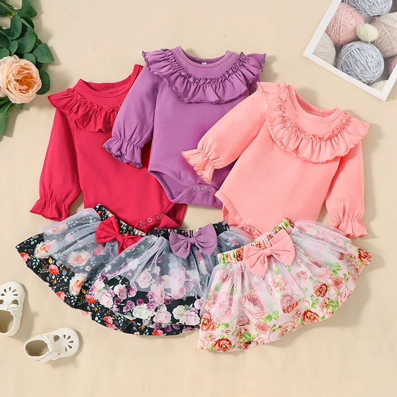 Sleeve Ruffle Baby Girl Sets Baby Girl Autumn Spring Set Set Skirt