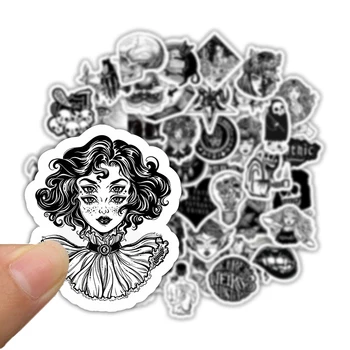 

50 Pcs/Pack Black And White Delicate Suitcase Sticker Travelling Adhesive Stickers Decorative Stationery Stickers For Ipad Phone
