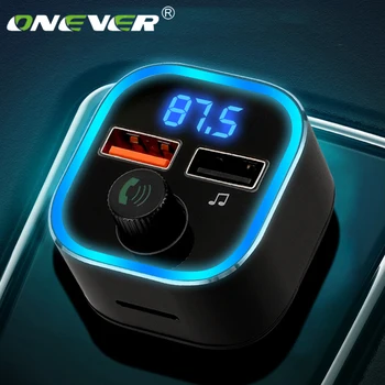 

Onever Car Mp3 Player Adapter Bluetooth 5.0 FM Transmitter Colorful Light Dual USB Car Charger Voltage Detection New