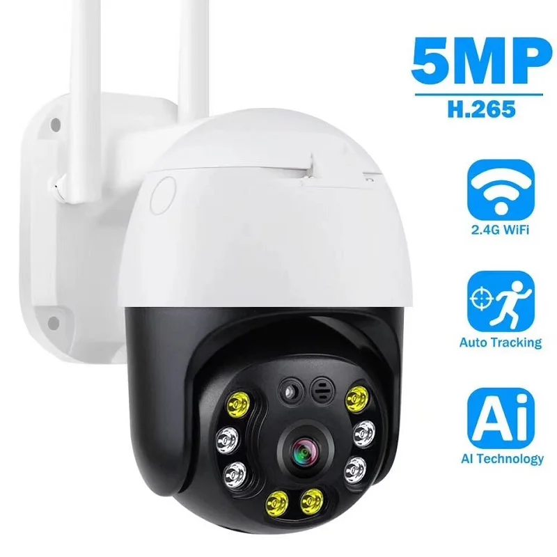 

PTZ Speed Dome WIFI IP Camera 5MP Outdoor Wireless Camera 8pcs Led IR 30m Two Way Audio CCTV Surveillance ICsee