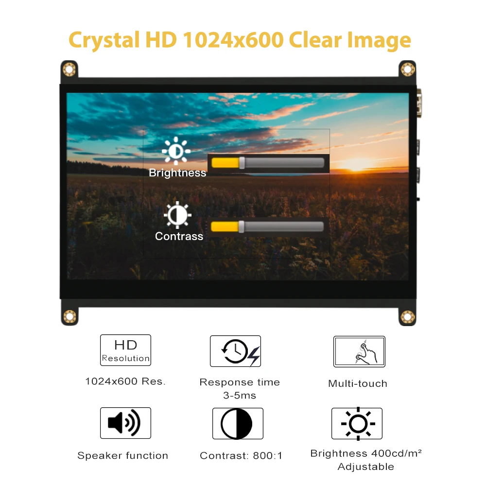 LESOWN LCD ġũ , ޴  ÷,  Ŀ ,    , 1024x600 IPS HDMI, 7 ġ