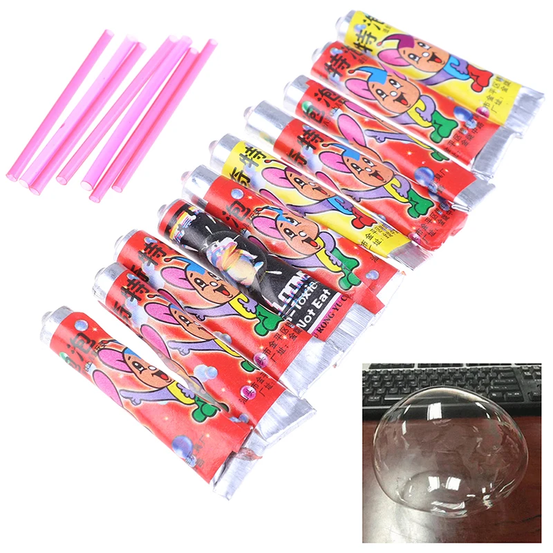 10pcs Magic Bubble Glue Nostalgic Toy Blowing Colorful Bubble Ball Plastic Balloon Won't Burst Safe For Kids Boys Girls Gift