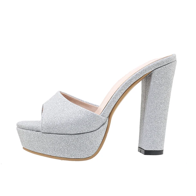 silver mules shoes