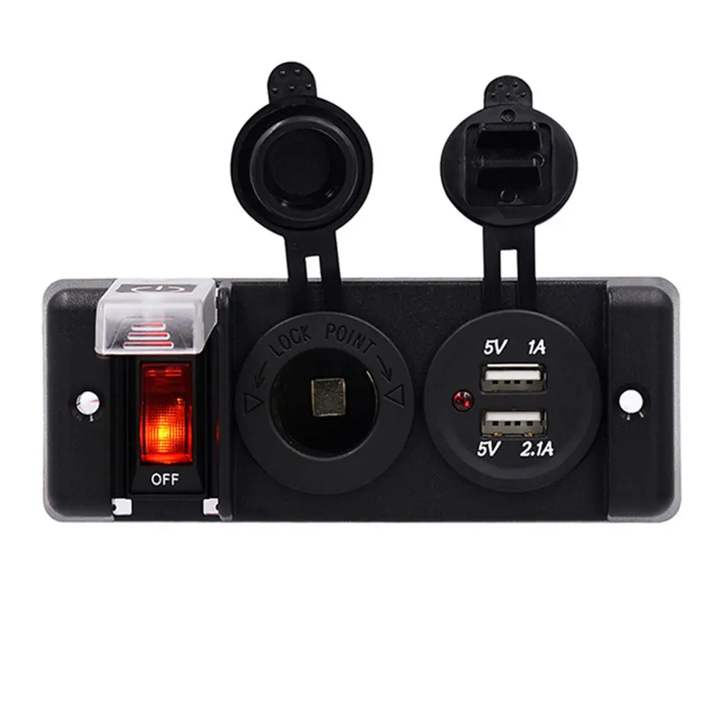 

New Waterproof Car Rv Modification Parts Car Charger Power Switch Double Usb Charger Cigarette Lighter Socket