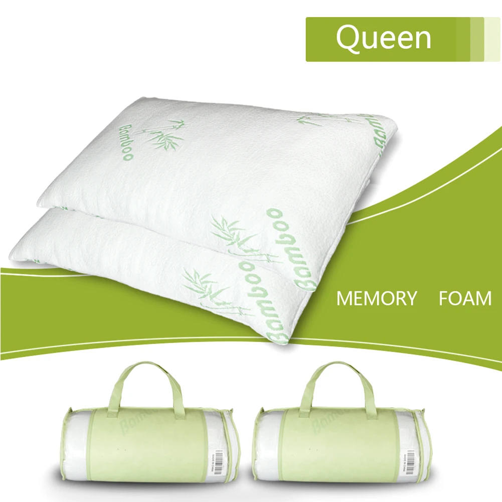 Premium Firm Hypoallergenic Bamboo Fiber Memory Foam Pillow Queen 