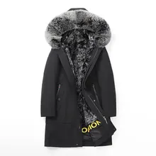 Мужская Зимняя Парка Аляска Мужская Зимняя Длинная Куртка С Капюшоном Длинное Пальто Мужское Зимнее Парки Мужские Аляска Мужская Зимняя Натуральный Меховой Воротник Лисы Подкладка Из Натурального Меха Кролика