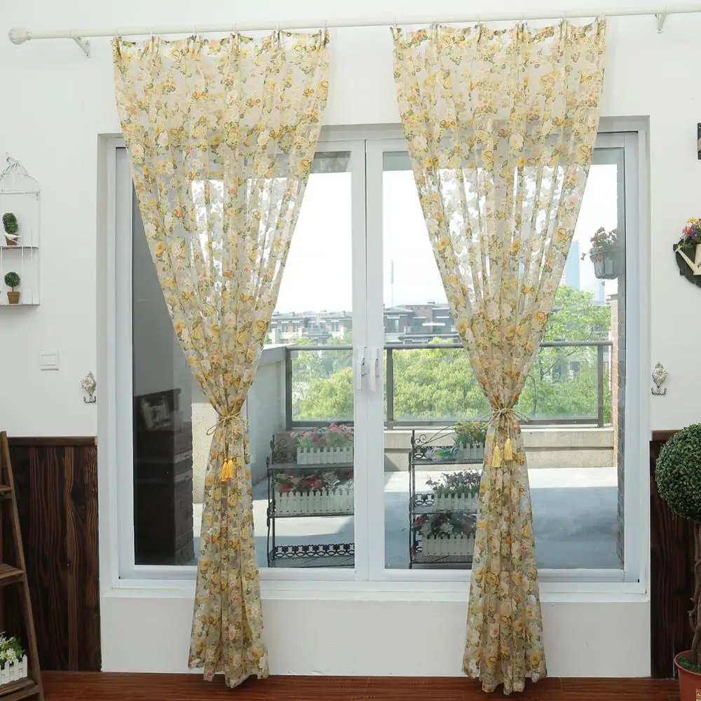 Цветочный дизайн моющиеся тюлевые занавески NAPEARL ткань фотопанель американский