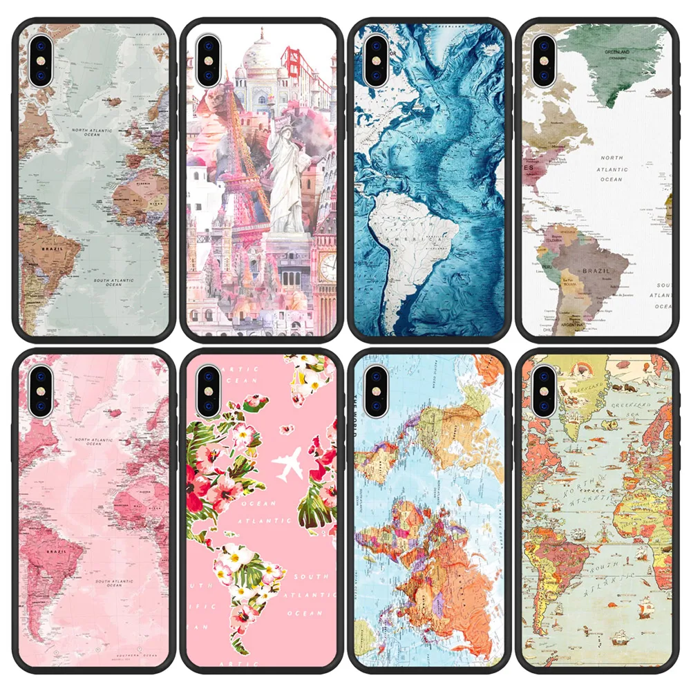 

Artistic Phone Case Coque For Iphone XR 8 7 Plus 5 5S SE 11 Pro Max Soft Map Trendy Phone Case For IPhone 6 6S Plus XS MAX