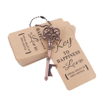 

50x Vintage Skeleton Key Bottle Opener +Tags Card Wedding Party Favors Souvenirs