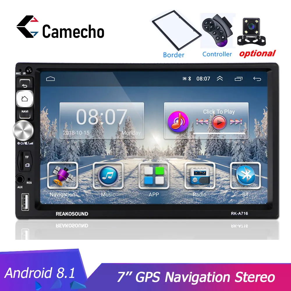 3G Autoradio Car GPS Bluetooth Stereo Player US 7/'/'Android 6.0 Double 2Din Wifi