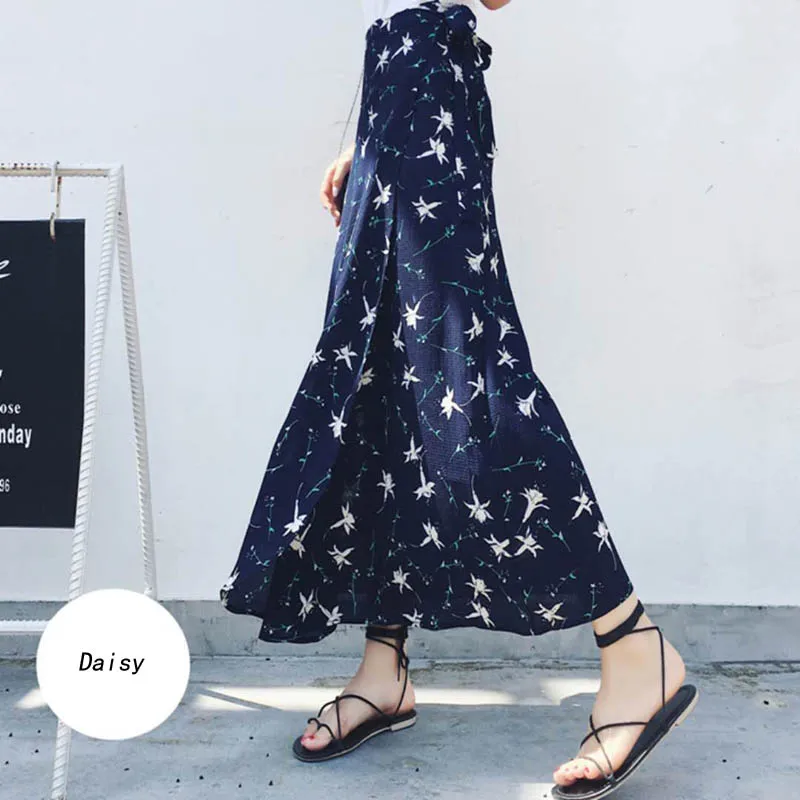

Boho Skirts High Waist Printed Fashion One leaf Womens Long Skirt Boho Asymmetrical Chiffon Skirt Maxi Long Skirts For Women