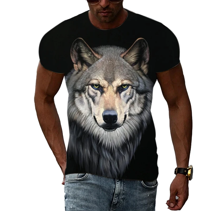 Short Sleeve Men's T-shirts | 3d Wolf Print T-shirt Men | T-shirts Animal  Prints - T-shirts - Aliexpress