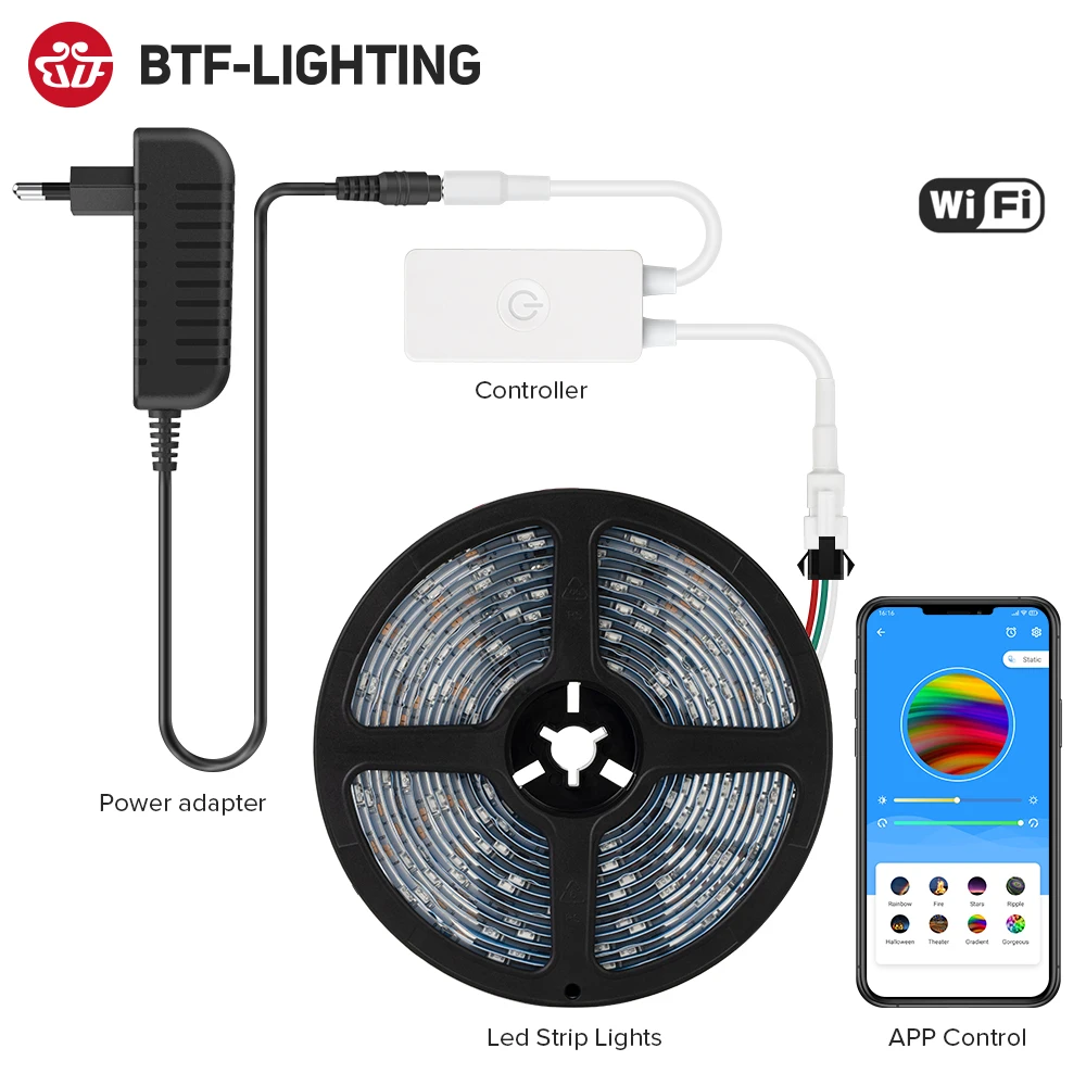 Wifi RGB IC Led Strip Light Set Alexa Lights Stripe Dream Color APP IOS Android Wifi RGB IC Led Strip Light Set Alexa Lights Stripe Dream Color APP IOS Android