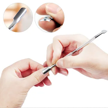 

1pcs Double-ended Stainless Steel Cuticle Pusher Dead Skin Push Remover For Pedicure Manicure Nail Art Cleaner Care Tool