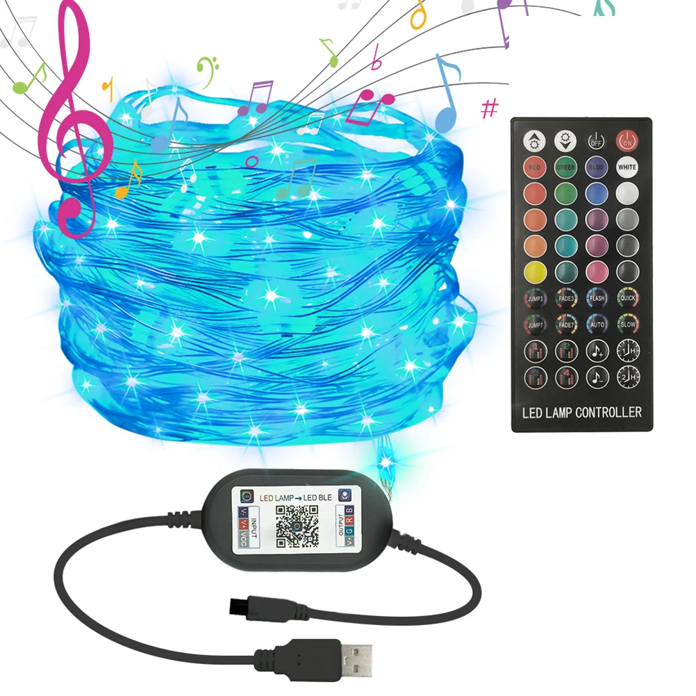 

100 LED USB Fairy Lights RGB String Light Bluetooth App Controlled Multi Color Changing Lights For Home Party Wedding Christmas