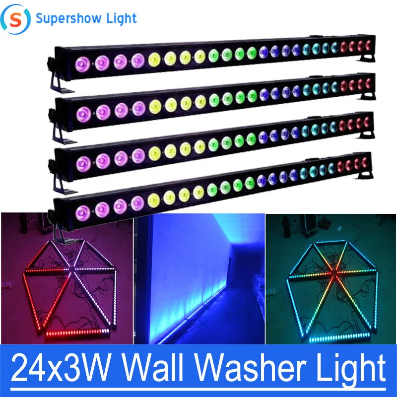 4 шт./лот 24x3 Вт светодиодный RGB 3 в 1 настенный светильник DMX сценический для