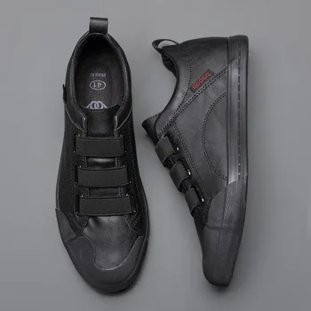 

2020 Autumn New British Fashion Casual Shoes Men Pu Leather Loafers Elastic Band Round Head Youth Leisure Slip-on Shoes 20157