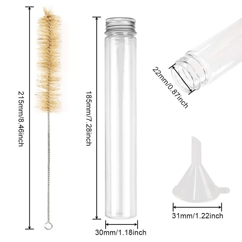 5 provette in plastica da 40 ml con coperchio, trasparenti, riutilizzabili, trasparenti, per campioni (40 ml