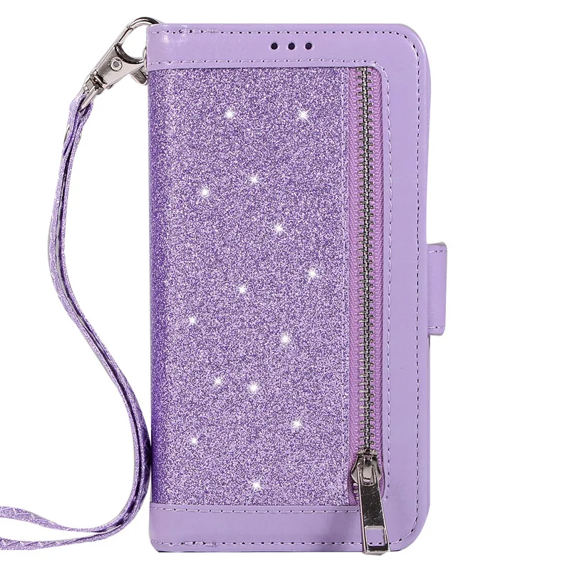 Purple Для HUAWEI mate 10 20Lite блестящая сумка на молнии nine card Многофункциональный чехол для телефона откидной ремешок mate 10 20 Pro защитный чехол - Цвет: Purple