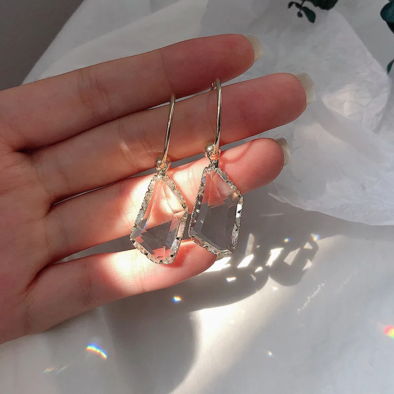 

1 pair waterdrop-shape drop earrings clear opal crystal rose jewelry cute romantic nice gift for women