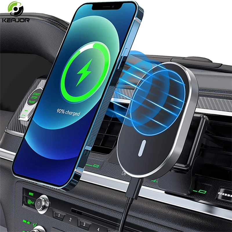 15W Qi Magnetic Wireless Car Charger Air Vent Mount For iPhone 12 Pro Max/Mini Fast Charging Car Phone Holder For iPhone 12/13 oneplus wireless charger Wireless Chargers