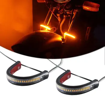 

2X Motorcycle Super Bright Amber LED Front Fork Turn Light Bar, Motorcycle Dual Color Switchback LED Turn Signal DRL Light Gross