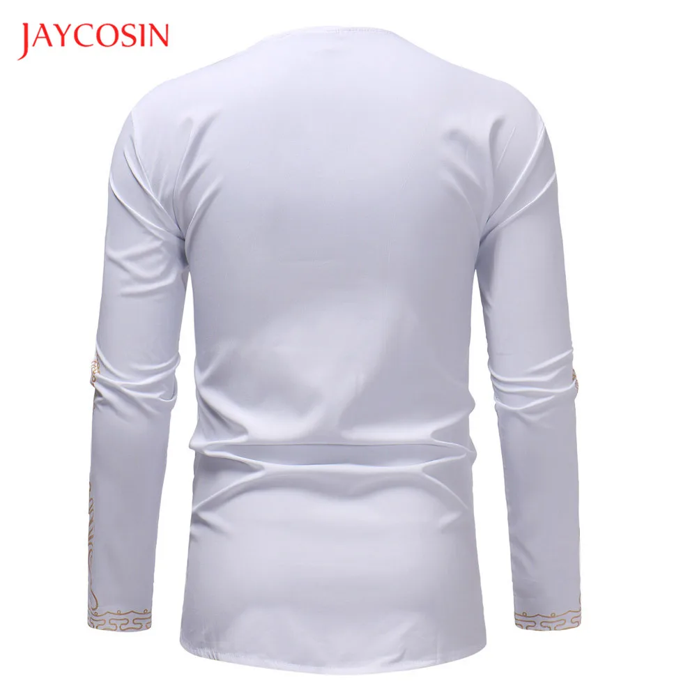 Joycosin зима Мужская футболка плюс 3XL уличная футболка с длинным рукавом для мужчин повседневная Приталенная футболка с v-образным вырезом Топы с этническим принтом