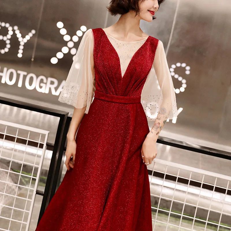 

2020 Promotion Cocktail Dress Gengli Toast Suit New Bride Autumn 2020 Wedding Show Thin Appreciation Banquet Recalls Long Dress