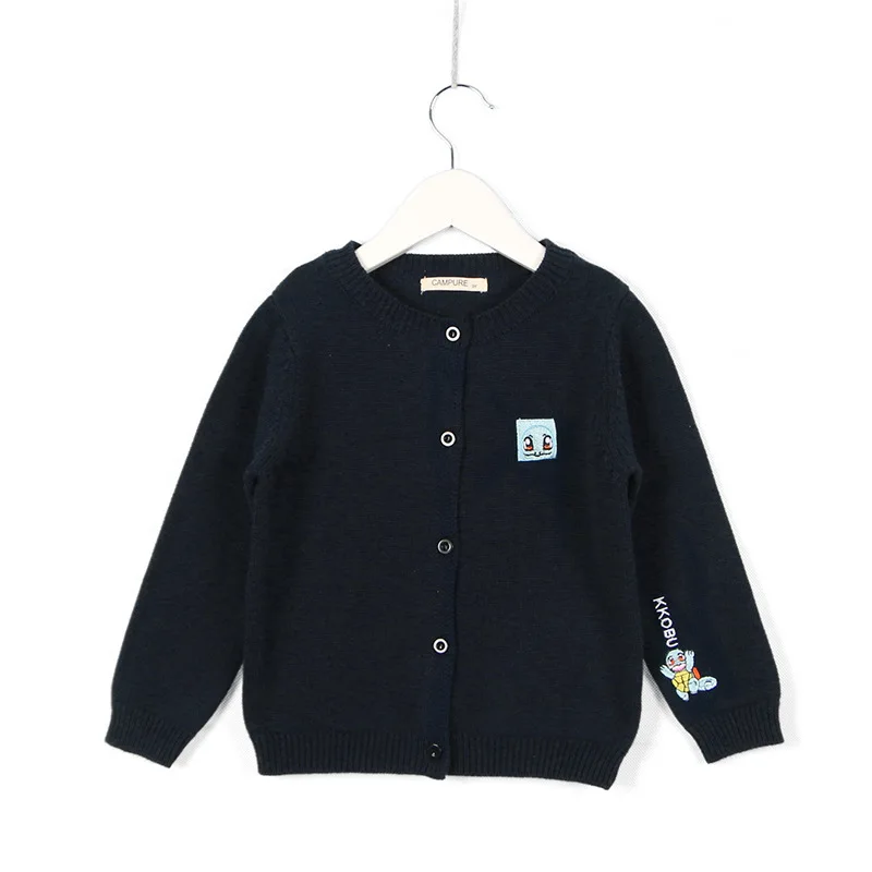 new men and women baby children's shirt autumn cardigan cute cartoon embroidery solid color thick knit sweater