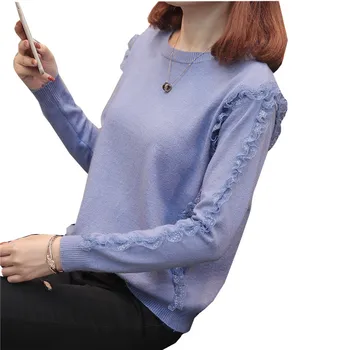 

2020 OHCLOTHING 48 (zhong 4 row 6) autumn dress Pure color round collar lace sweater F3315 render of cultivate morality