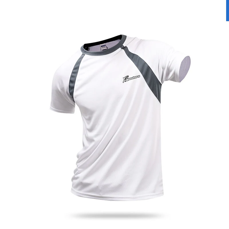 Queshark быстросохнущая Спортивная одежда Мужская Летняя Беговая футболка для бега с коротким рукавом для велоспорта, фитнеса, спортзала, футбола - Цвет: W