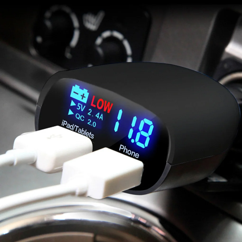 Двойной USB порт автомобильное быстрое портативное зарядное устройство прикуриватель 3.4A 5V адаптер Светодиодный дисплей для зарядки тока