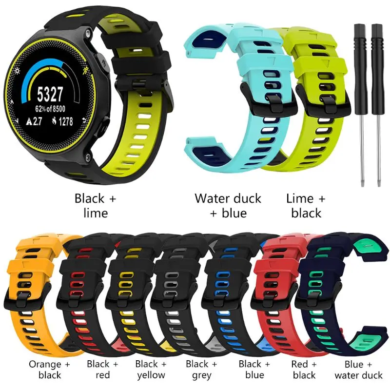 

Outdoor Bracelet Replacement Steel Buckle Silicone Strap For Garmin- Forerunner 735xt/220/230/235/620/630 For Smart Watch
