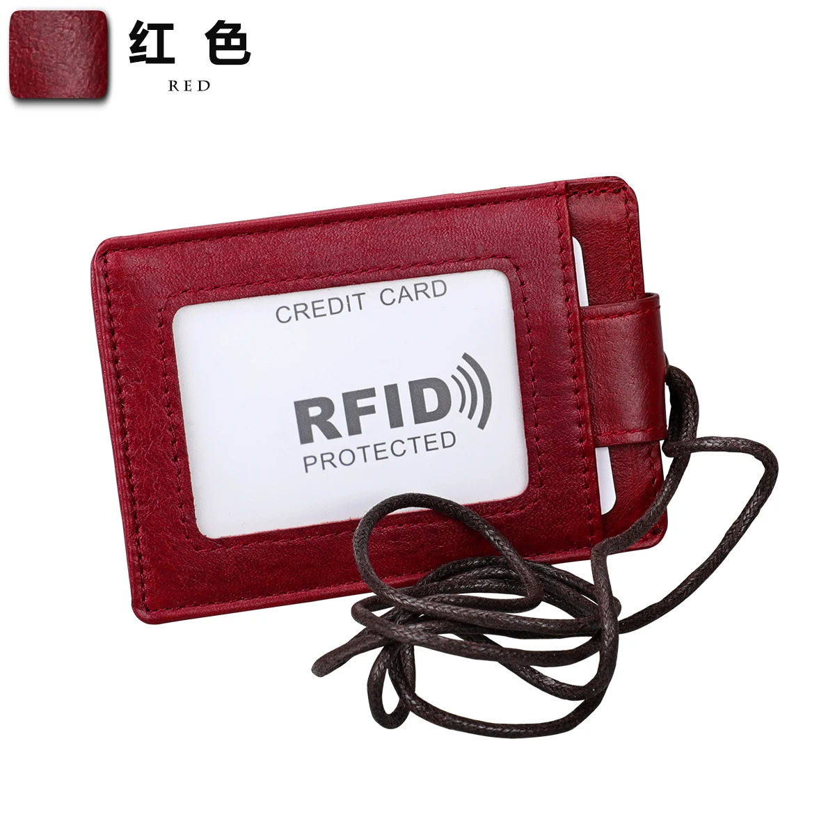 Чехол для карт роскошный бизнес ID/бейдж держатель чехол ремешок кошелек с шейным ремешком название группы бирка шнурок для пропуска грудной бейджик пропуск - Цвет: Red
