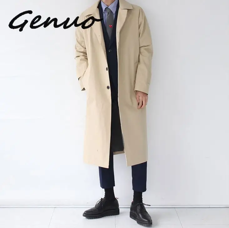 

Japan Style Mens Trench Coat 2019 Fashion Designer Long Windbreaker Autumn Winter Single Breasted Windproof Overcoat Plus Size